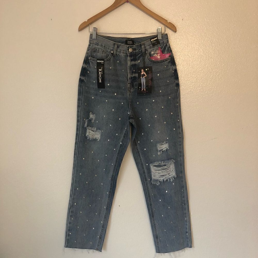 NWT SIMPLE SOCIETY Super High Rise Straight Buttonfly Jeans Size 7/28